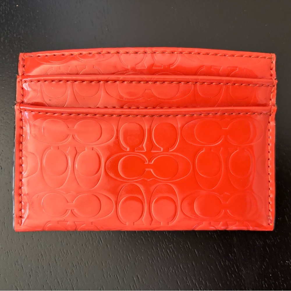 Coach Vibrant Red Embossed Card Holder